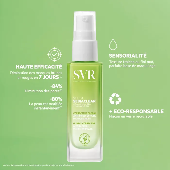 SVR – Sebiaclear Sérum Correcteur Global Anti-imperfections Marques Et Rides – 30ml – Image 2