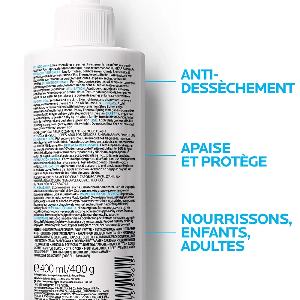 LA ROCHE-POSAY – Lipikar Lait Relipidant Corps – 400ml – Image 2