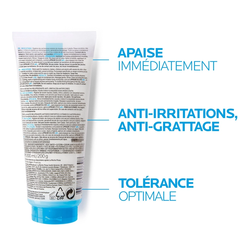 LA ROCHE-POSAY – Lipikar Syndet AP+ Crème Lavante Relipidante – 200ml – Image 3